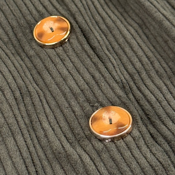 {ASOS} NWT! Dark Hunter Green Corduroy Tortoise Shell Button-Front Skirt - Picture 9 of 16